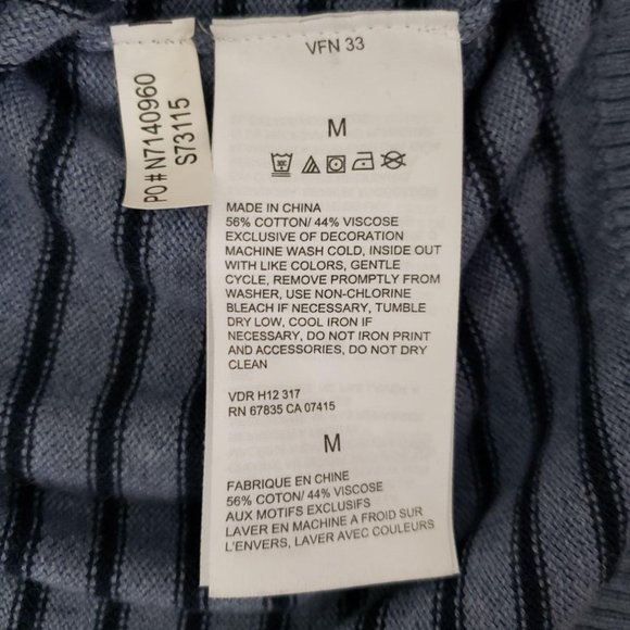 Nautica Mock Turtleneck Striped Knit Pullover Sweater Blue Size Medium - Picture 9 of 11